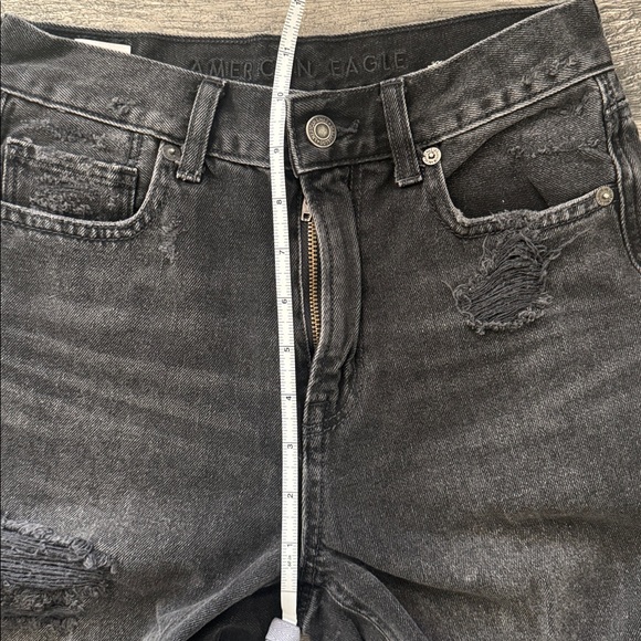 American Eagle Distressed black Mom Jean, Size 0 - Picture 8 of 10